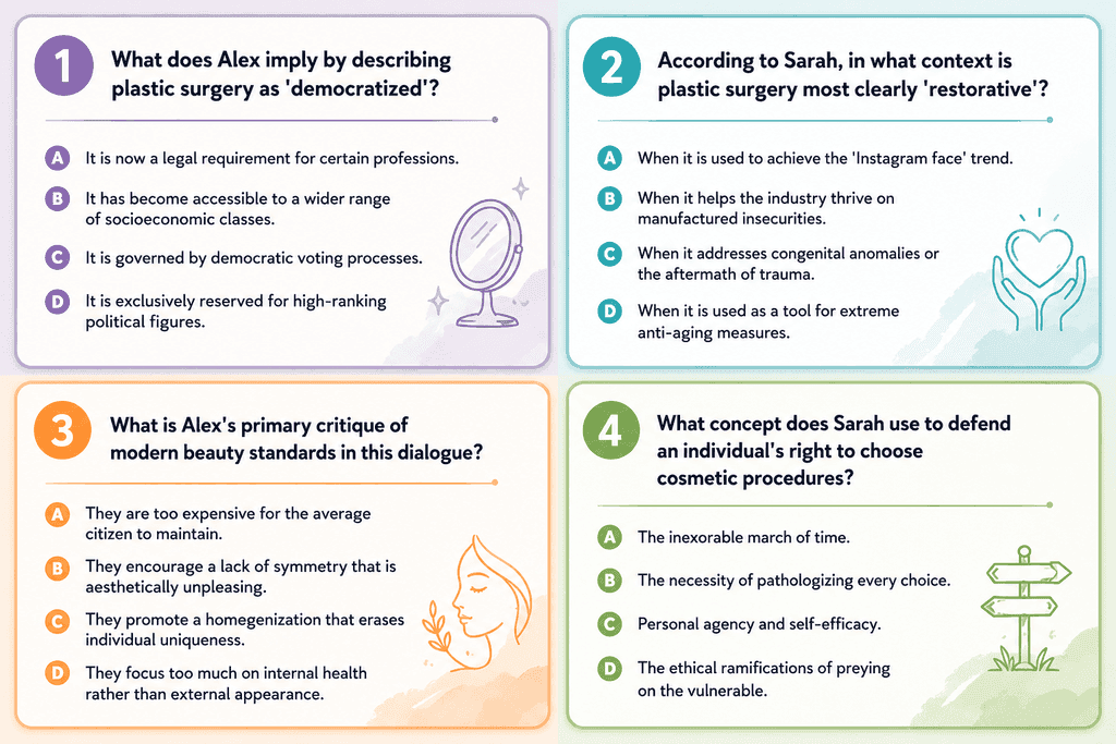 C2: C2 English listening practice about plastic surgery with multiple choice questions