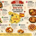 10 παραδοσιακά ισπανικά φαγητά όπως paella, tortilla και churros
