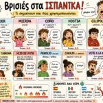 Βρισιές στα Ισπανικά και η σημασία τους σε cartoon infographic