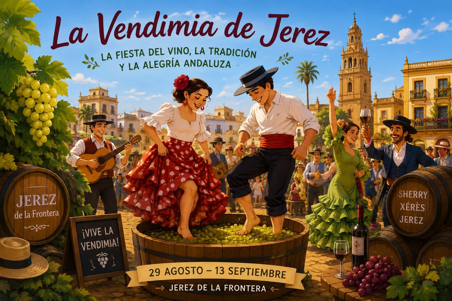 La Vendimia de Jerez με τρύγο σταφυλιών, flamenco και παραδοσιακή γιορτή στην Ανδαλουσία