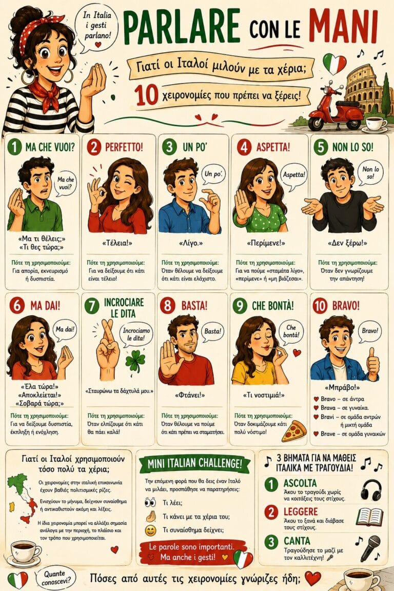 10 ιταλικές χειρονομίες και η σημασία τους με ιταλικές φράσεις
