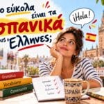 Πόσο εύκολα είναι τα ισπανικά για τους Έλληνες; Γυναίκα με βιβλία ισπανικών σε φωτεινό μεσογειακό σκηνικό της Ισπανίας. 🇪🇸