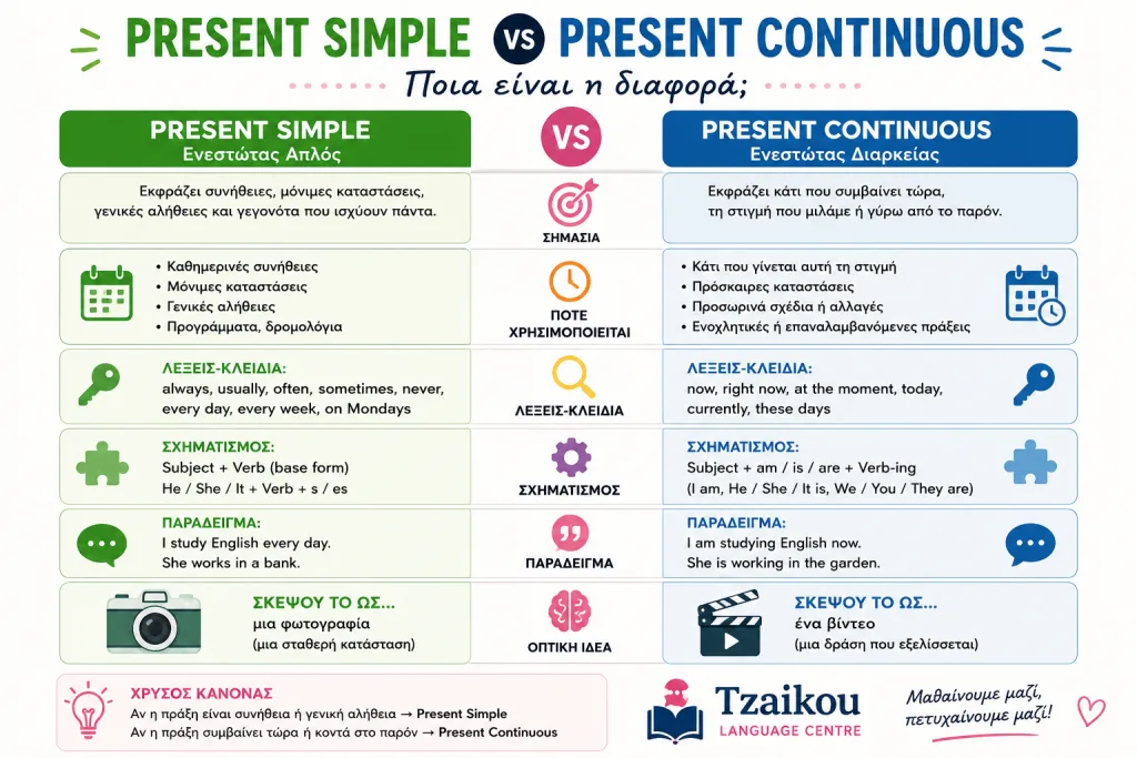 present simple vs present continuous